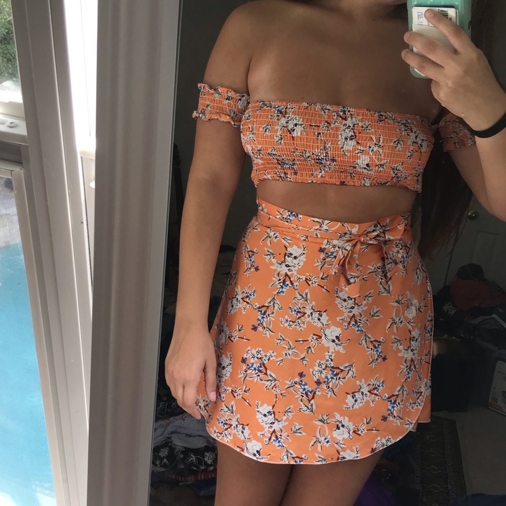 Floral Two Piece with wrap skirt